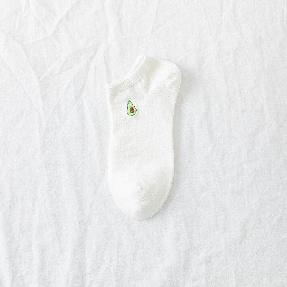 Cute Women Cotton Cartoon Fruit Ankle Socks Summer Japanese Avocado Cute Boat Socks Casual Soft Girls Short Socks: Ankle Socks F