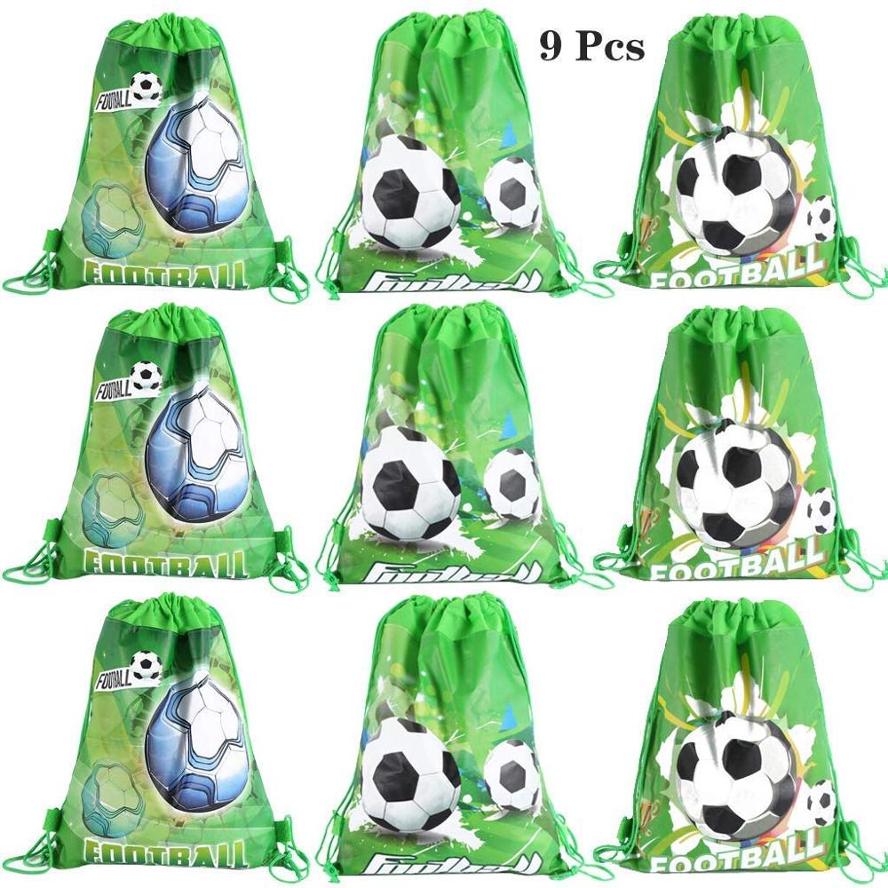 9Packs Behandelen koord Voetbal Rugzak Party Favor Goodie Bags Birthday Benodigdheden voor Baby