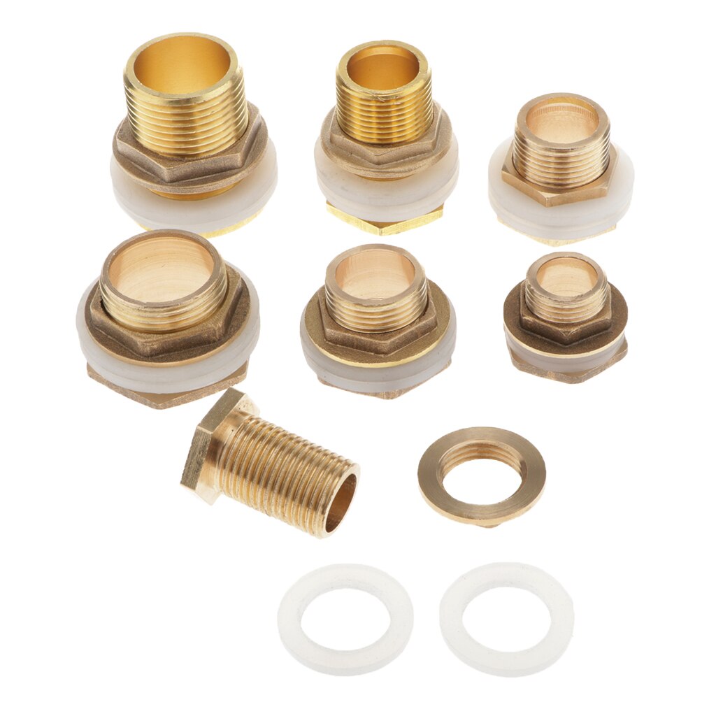 Mässing vattentank koppling skottkoppling med gummiring vattenrör koppling  m1/2 ''  m3/4 ''  m1 ''  dn15 24mm