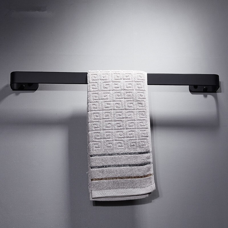 Massief Aluminium Zwart Badkamer Handdoek Bars Enkele Handdoekenrek Badkamer Wandmontage Handdoekhouder Badkamer Accessoires 20-60 Cm