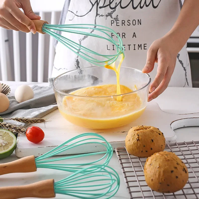 Batidor de huevos Manual, batidor de globos de silicona de plástico, mezclador de crema, batidor de mezcla, herramientas para huevos estilo bobina de globo