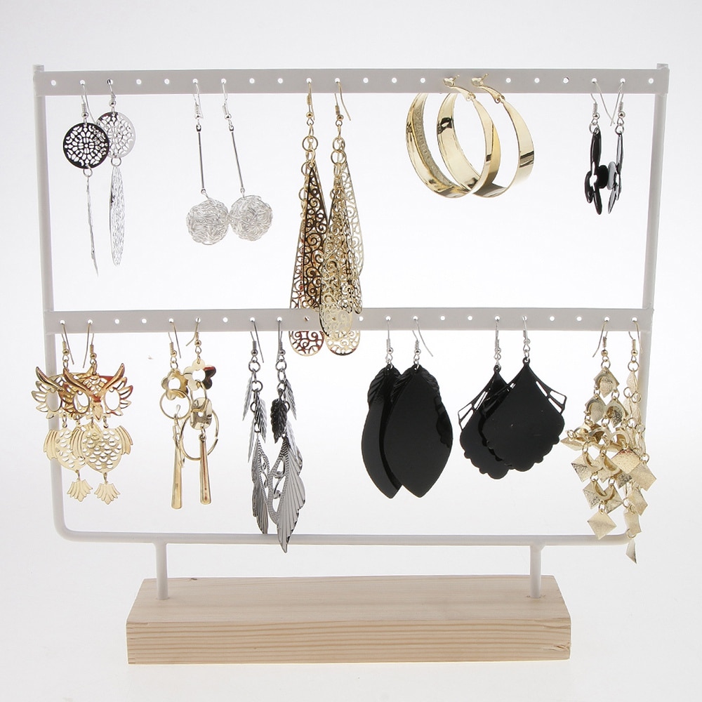 Jewelry Stand - 44 Holes - 2 Tiers - Metal - for Earrings, Necklaces, Rings
