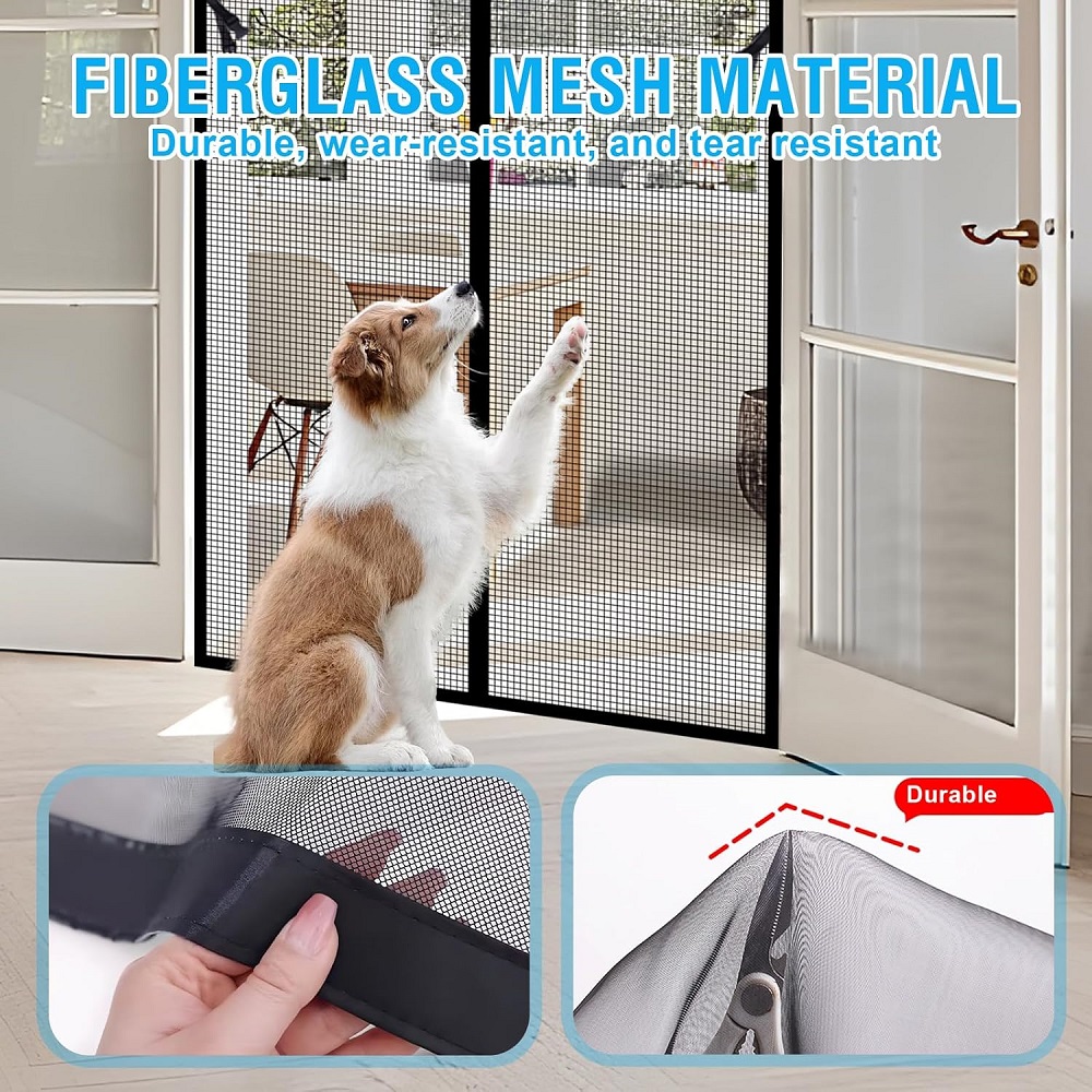 Magnetic Screen Door, Strong Magnets Self-Sealing, Tear Resistant, Mosquito Resistant Door Curtain, Pet and Child Friendly