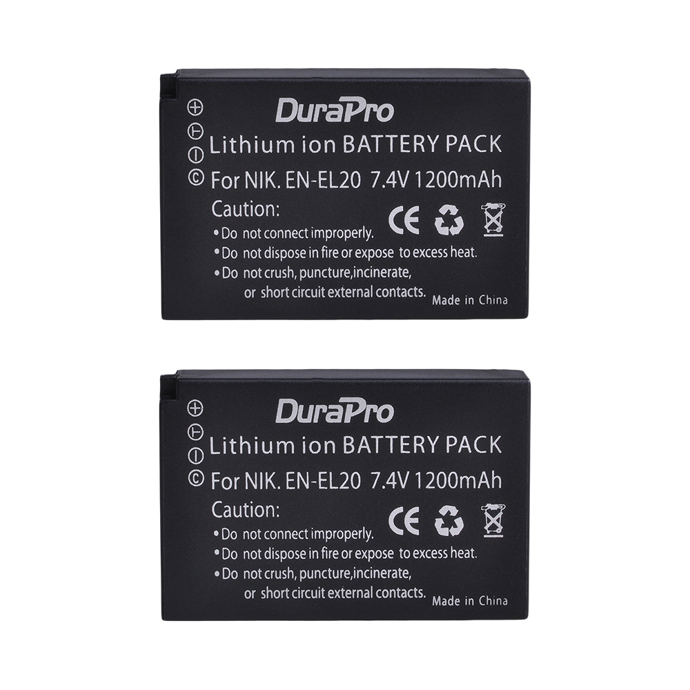 No -el20a en -el20 batteri + lcd dobbel lader for nikon en  el20 el20a coolpix  p1000, 1 j1, 1 j2, 1 j3, 1 s1, 1 v3,  a , a 1, aw1: 2x batterier