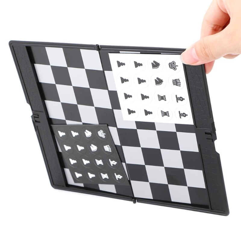Pocket Folding Magnetic International Chess Set Board Checkers Traveler Plane 875D