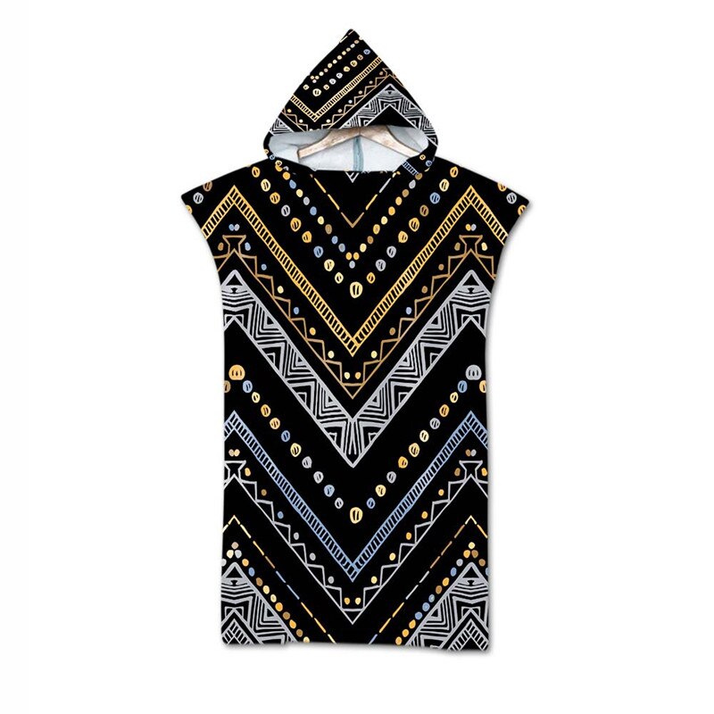 Havlu-toalla con capucha portátil para adultos, capa de toalla de playa con Poncho, estampado geométrico de microfibra, para bañera para nadar, toallas de baño