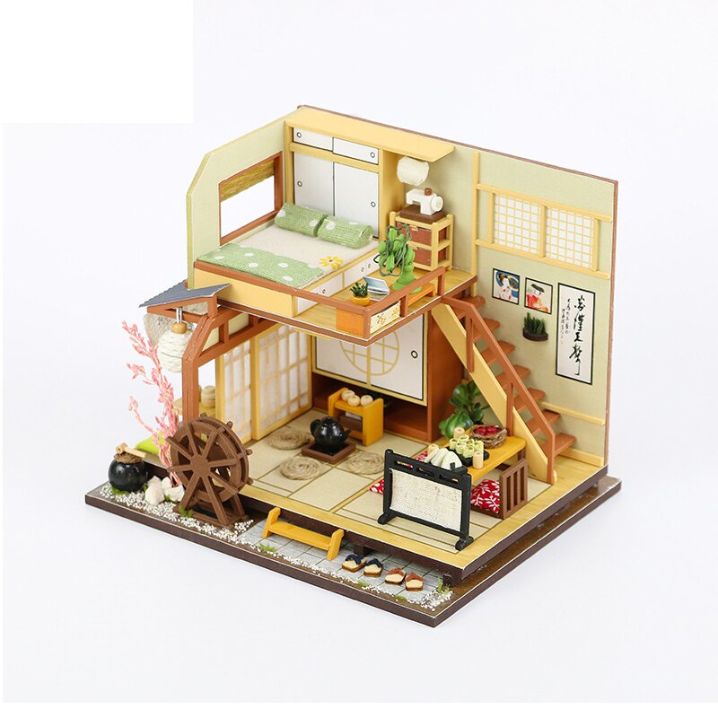 DIY miniaturowy domek Roombox 3D drewniany domek dla lalek zestawy zabawki dla dzieci mini Model budynku meble robić domku dla lalek prezent na boże narodzenie: G