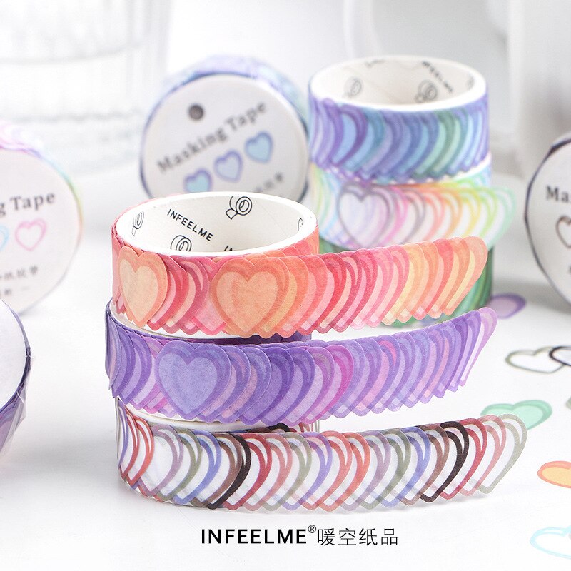 100Pcs Harten/Roll Mooie Hart Papier Decoratieve Stok Label
