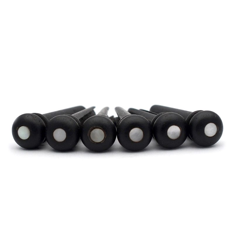 6 pcs ébène guitare acoustique fendue pont broche avec cercle en laiton Abalone Shell dots guitare pièces accessoires noir