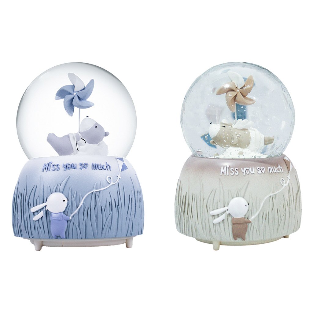 Novelty Crystal Ball Luminous Snow Globe Music Box Home Desktop Ornaments