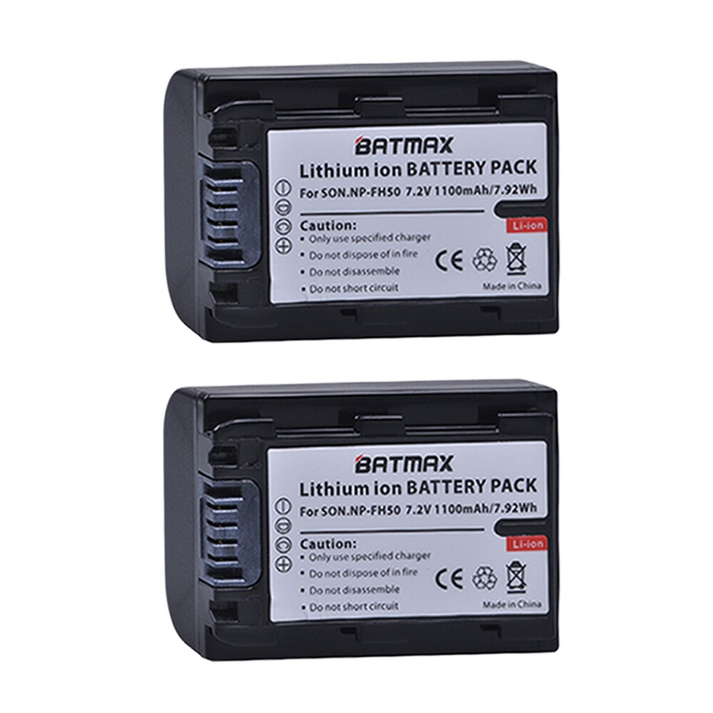 2Pcs NP-FH50 NP-FH30 NP FH50 Battery + LCD USB Charger for Sony HX1 HX100 A230 A290 A330 A390 CX100E CX500E CX520E HC9E SR11E SR: 2Pcs