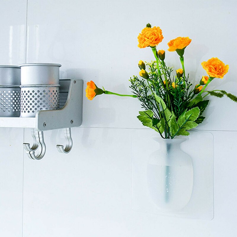 Wall Hang Silicone Sticky Vase Rubber Silicone Sticky Flower Container Floret Bottle for Home Offices Wall Decorations decorati