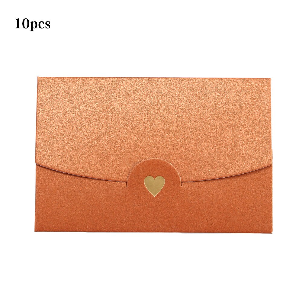 (10 pièces/lot) 10.5*7CM petite carte de voeux nom carte enveloppe estampage à amour nacré papier Mini enveloppes: Orange