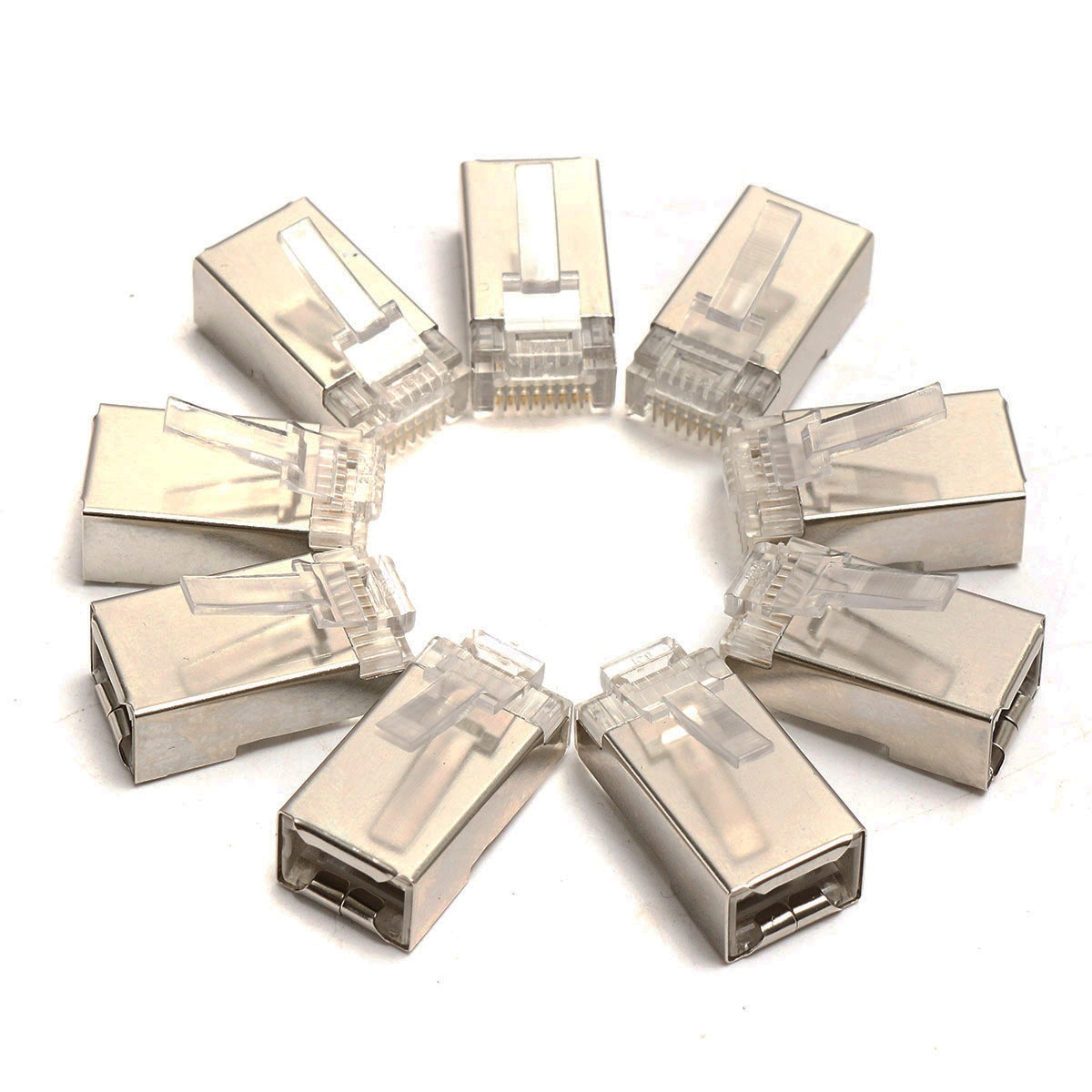 50 Pcs RJ45 Cat6 Connector 8Pin 8P8C Afgeschermde Gestrand Crimp Modulaire Plug Connectoren Socket Internet Connector