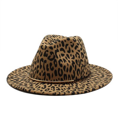 Vrouwen Hoeden Winter Luipaard Gesp Winter Hoeden Vrouwen Mannen Fedora Vilt Brede Rand Casual Vintage Wit Jazz Caps Trilby mannen Hoeden: camel