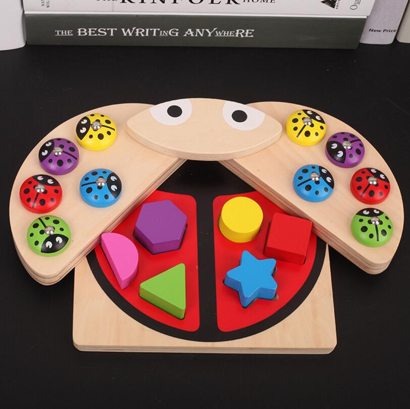 BabyWooden giocattoli Gioco Coccinella Forma multicolore blocchi di Apprendimento e di Istruzione da tavolo gioco di pesce per i bambini 99