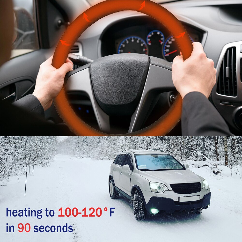 Universele Auto Stuurhoes Anti-Slip Verwarmde Accessoire Warm Winter 38Cm 12V Winter Verwarming Auto Steering wiel Cover