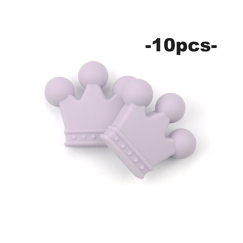 LOFCA – perles couronne en Silicone, 10 pièces, sans BPA, de alimentaire, utilisées dans la fabrication de colliers, Bracelets, accessoires de bijoux: Violet