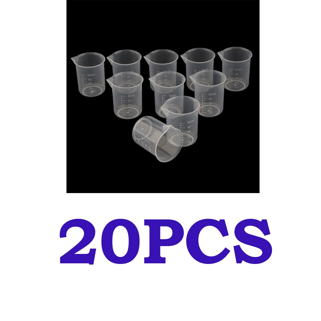 20 Pcs Food Grade Plastic Clear Graduated Measuring Cup Beaker Jug Container for Lab Kitchen Liquid Food Oil Measurement, 50ml