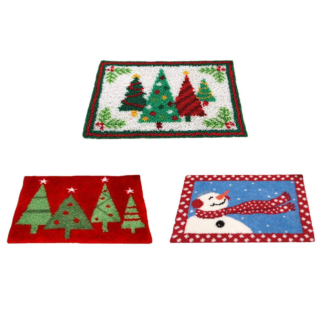 Christmas Latch Hook Kits Cushion Cover Rug Making Kits DIY for Kids/Adults with Printed Canvas Pattern 20
