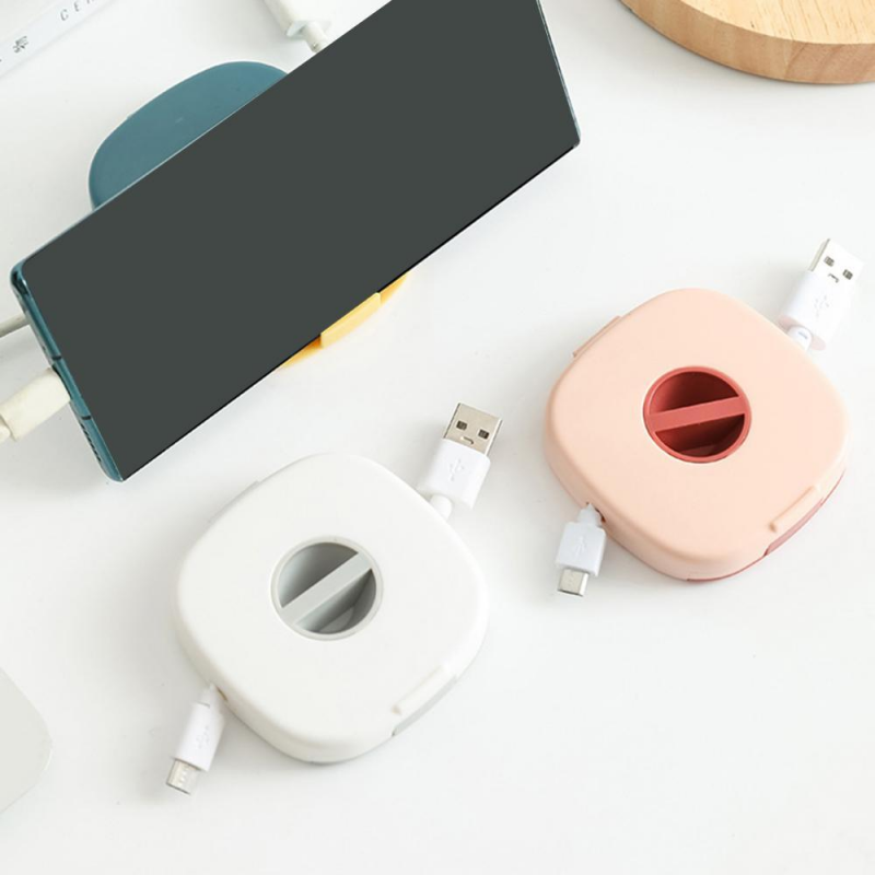 Organizador de cables, caja enrolladora de cables giratoria, estuche de almacenamiento de cables portátil de plástico, soporte para cargador Usb, Cable de ratón, almacenamiento de cables para auriculares