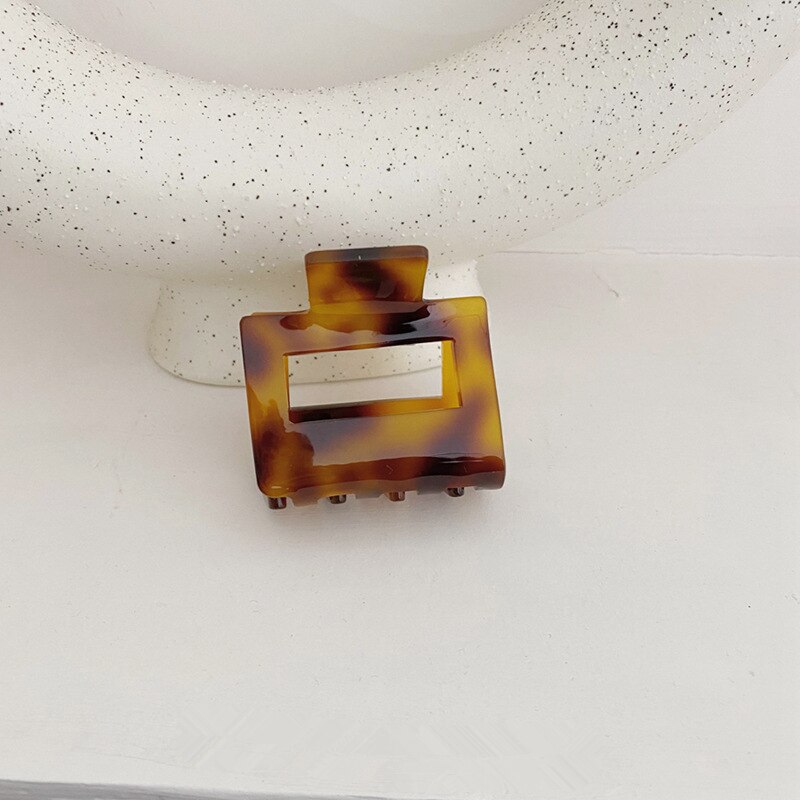 HUANZHI Hair Barrette Clamp Multicolor Acrylic Hollow Square Ponytail Grab Girls Hair Clip Hair Styling Accessories: C-5cm