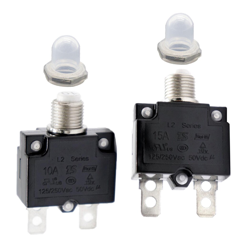 par 125/250v ac 15a/10a bryter trykk nullstille knapp overbelastningsvern