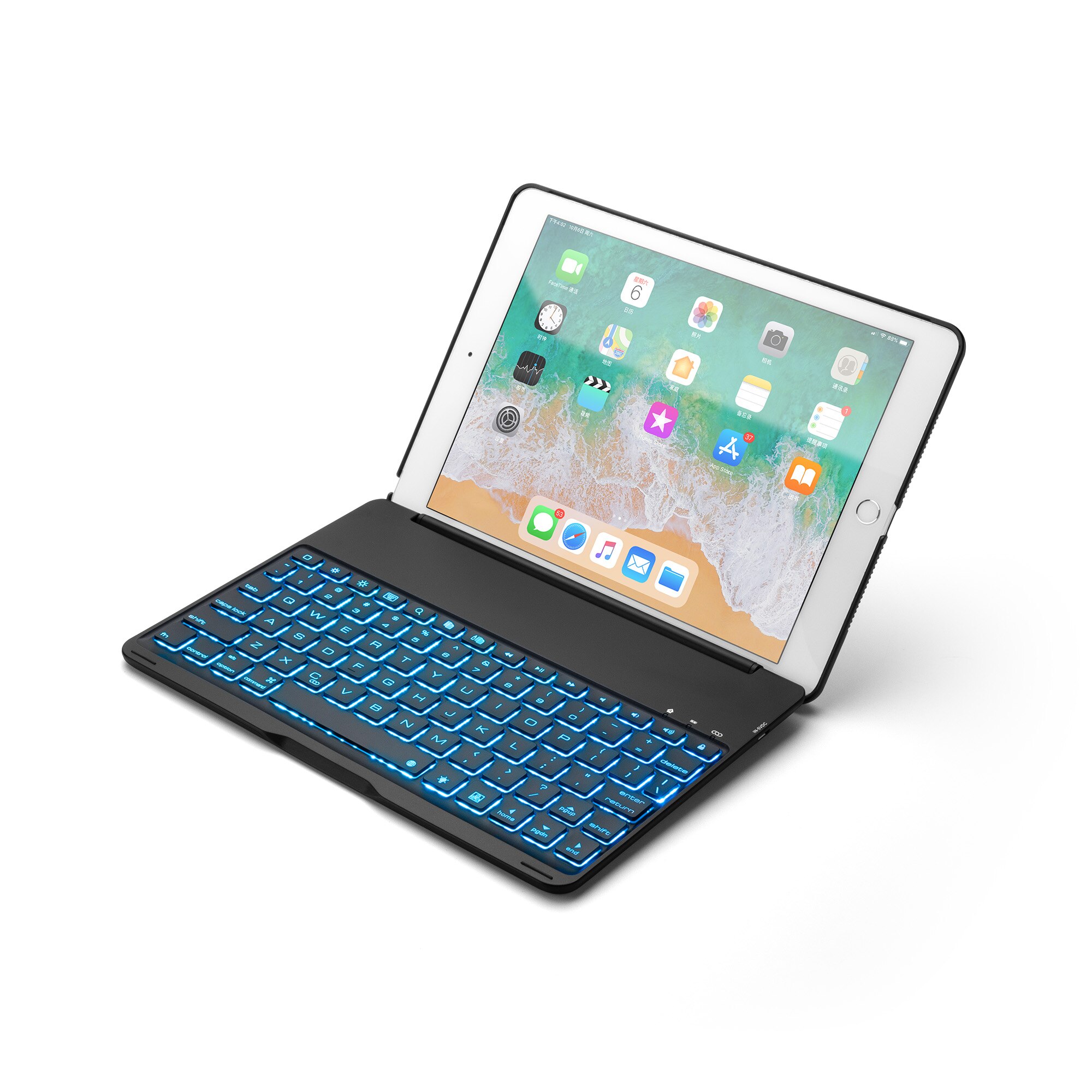 Wireless Bluetooth Keyboard Cover for 2018ipad pro11‘’ 2020ipad11inch Aluminum Light-emitting pro10.9inch bluetooth keyboard: Black