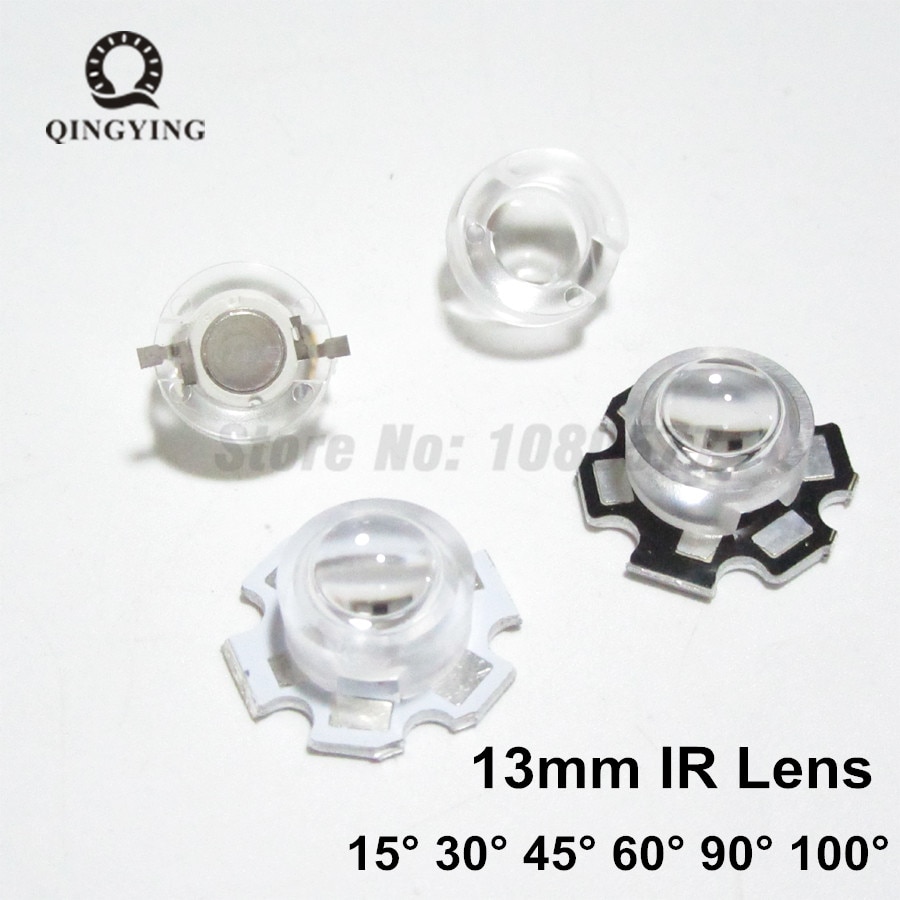 50 stks 13mm IR LED 15 30 45 60 90 100 Graden 13mm Mini LED PCB Hoek Lens voor 1 W 3 W 5 W LED Lamp Bolle lenzen