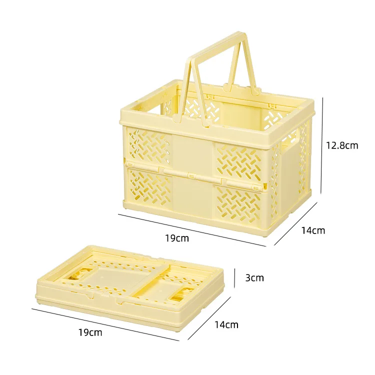 Desktop Portable Folding Storage Basket Organizer Mini Makeup Storage Box Multifunctional Snack Supermarket Shopping Basket: Pink