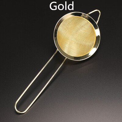 Bar Cocktail Strainer 304 Stainless Steel Cocktail Sieve Great For Removing Bits From Juice Fine Mesh Strainer Barware: Gold 23.3cm