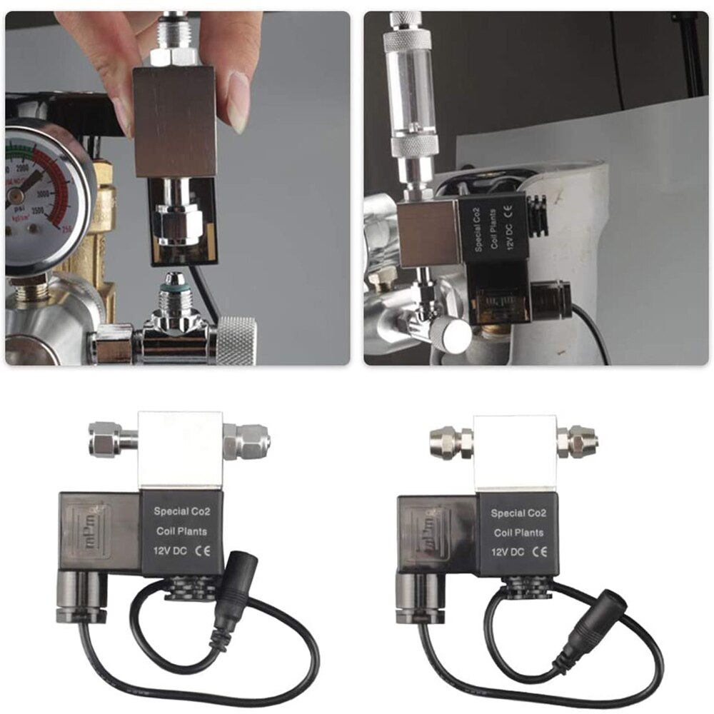 12V CO2 Solenoid Valve WYIN Aquarium CO2 System Regulator Magnetic Valve for Aquarium Fish Tank Water Plants Grass Grow