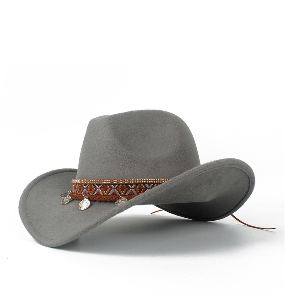 Western Cowboy Hoed Voor Kind Roll-up Rand Jongen Meisje Tovenaar Outblack Sombrero Hombre Jazz Cap Maat 52 -54: Gray