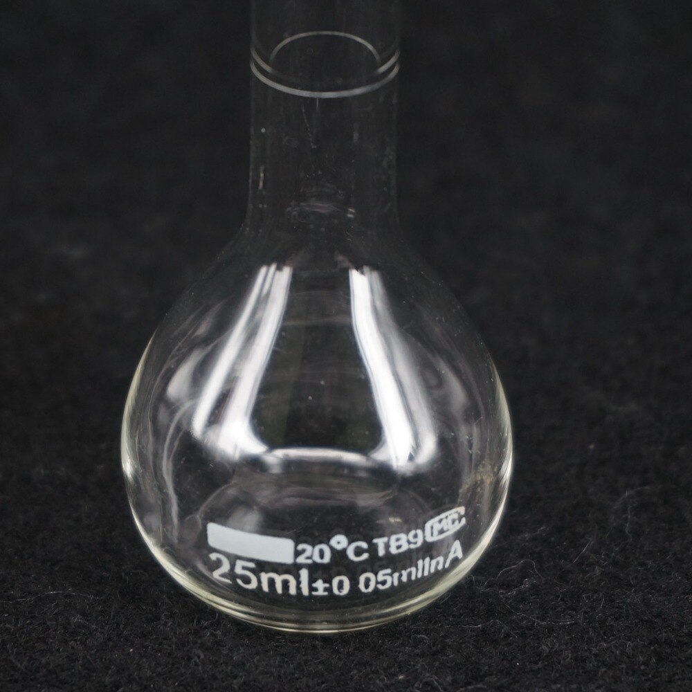 25ML Lab Volumetric Flask Class A G3.3 Borosilicate Glass With Stopper White