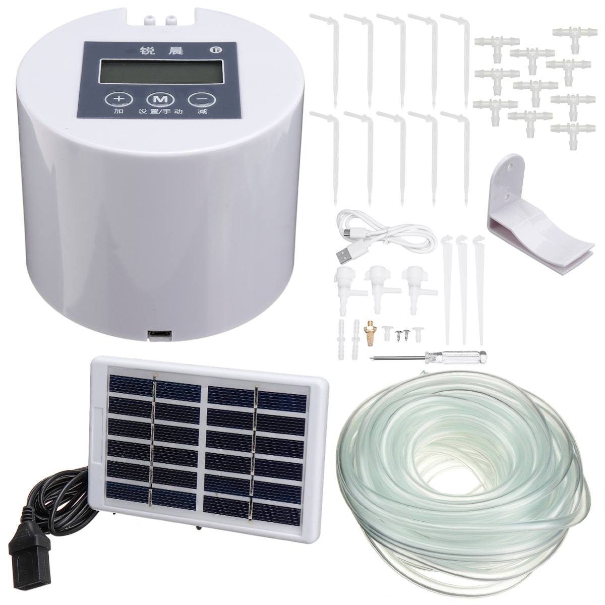 240 Second LCD Display DIY Drip Irrigation System Automatic Watering Garden Hose Micro Drip Irrigation Sprinkler Watering Kits: LCD Solar Panel Kit