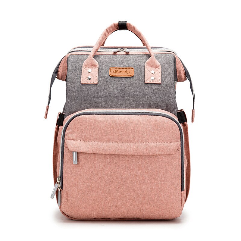 Ankünfte Neue Stil Multi-funktionale Klapp Mummy Tasche Tragbare Faltbare Krippe Mummy Tasche Mummy Tasche Bett: Fashion Grey Pink