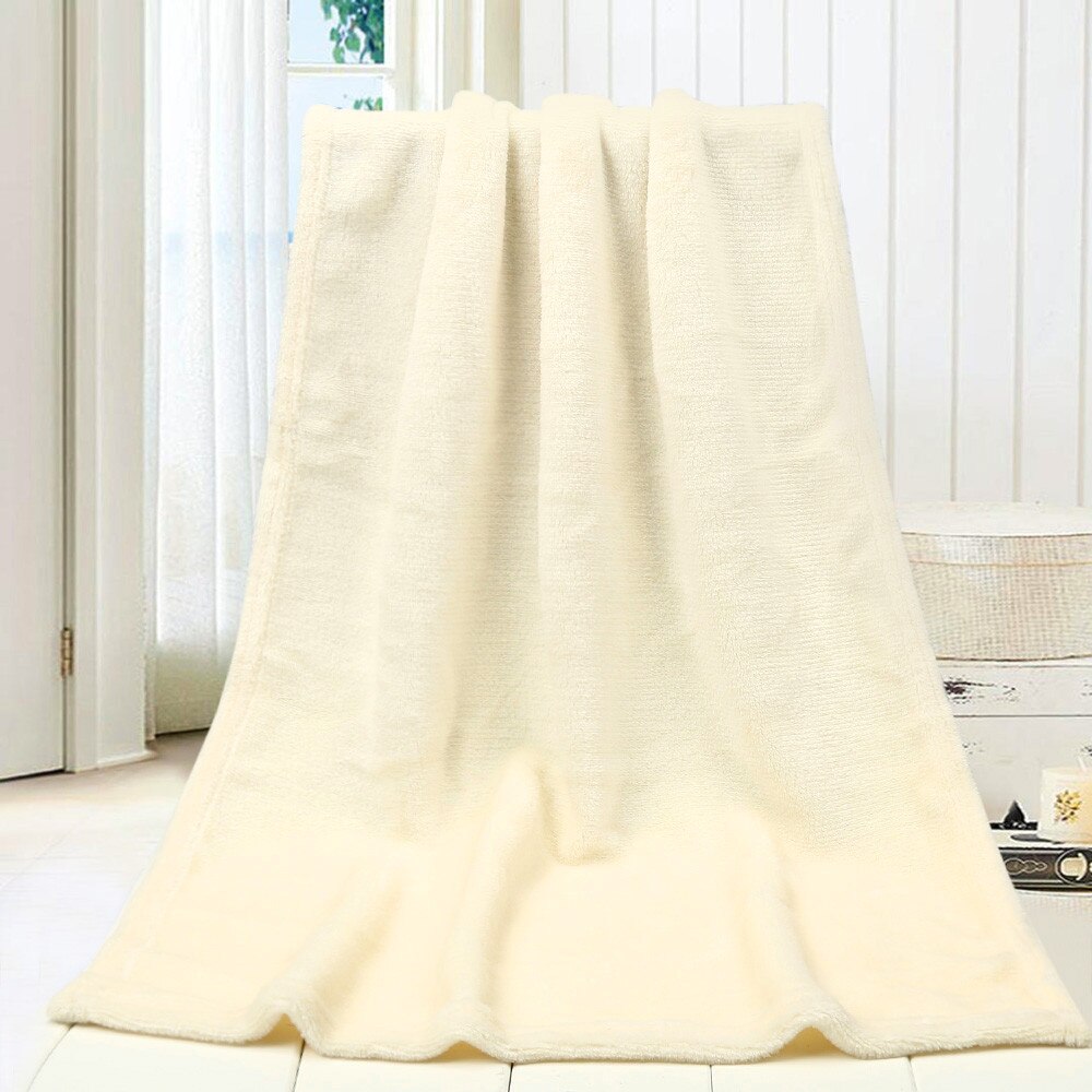 45*65CM Solid Soft Throw Kids Blanket Warm Coral Plaid Blankets Flannel Nordic Sofa Bed Living Room Blanket Decorative: White 