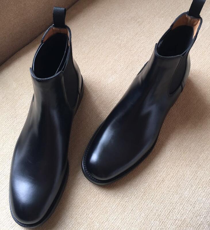 Britse beroemdheid microvezel leren chelsea boots dames stretchband platte winter enkellaarsjes schoenen dames korte pluche laarzen: Zwarte winterlaarzen / 5