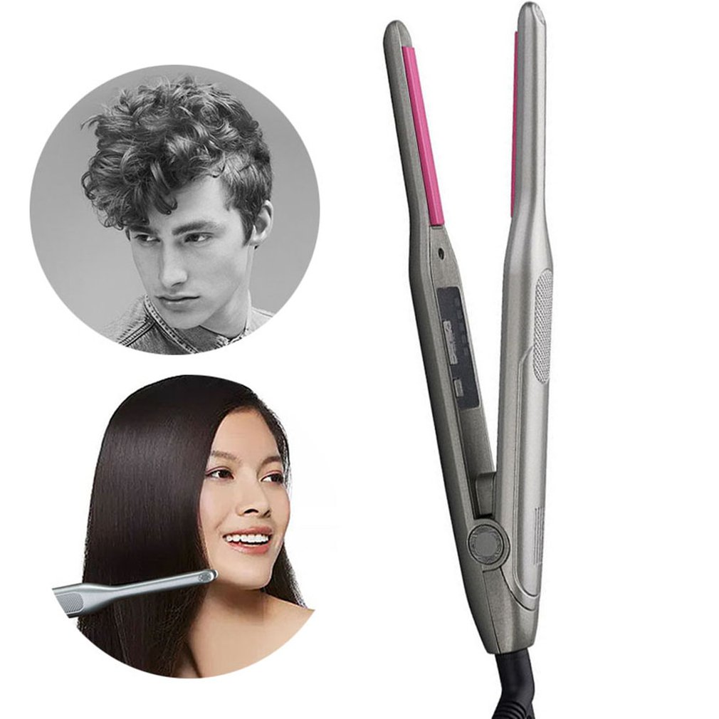 2 in 1 plattång locktång hår curler platt strykjärn för kort hår ledt plattång