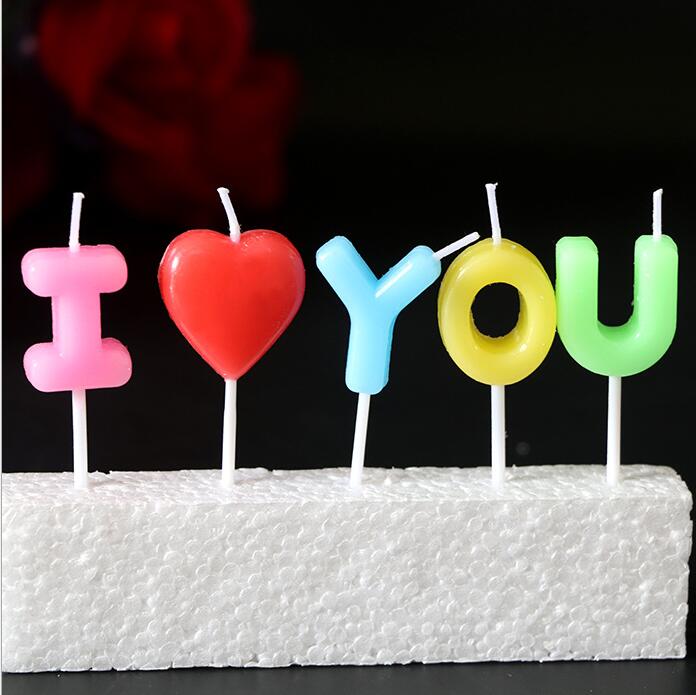 Bougies avec la lettre &quot;I Love You&quot; de joyeux anniversaire, 1 pièce, décorations de gâteau, mariage, fête d&#39;anniversaire, cure-dent romantique, décor de fête