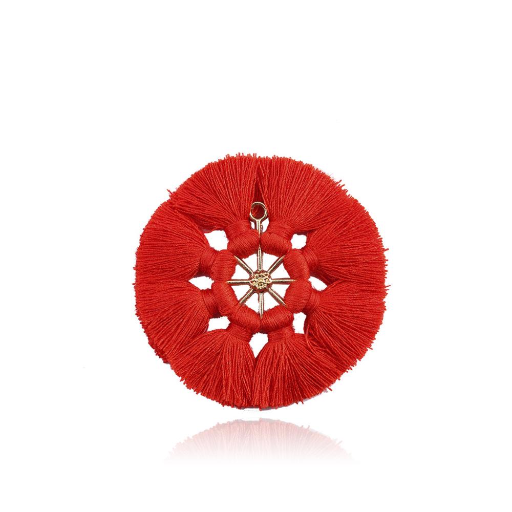 5Pcs/lot Alloy Tassels Charms Pendant Earring 8 Colors Round Pendant Necklace Findings for DIY Jewelry Making Accessories: T0447RD00