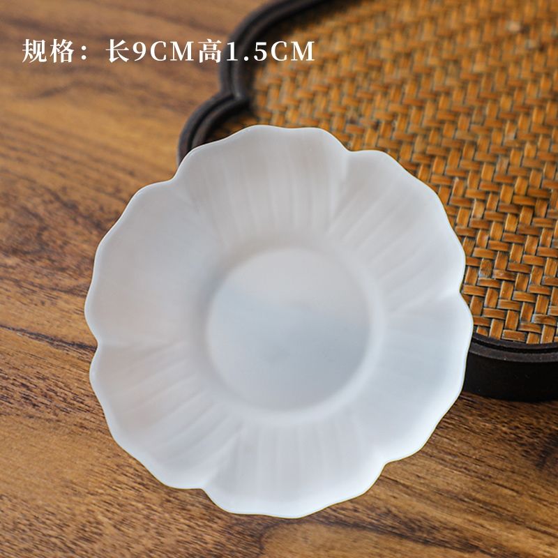 Heat-resistant Coloured Glaze Glass Cup Tea Cup Chinese Kung Fu Teacup Frosted Master Cup with Saucer Cloudy Household Small Cup: 02 Saucer