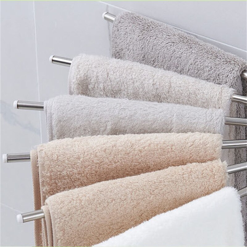 Punch-free Fold Towel Storage Rack Home Wall-mounted Bathroom Toilet Organization Rotate Storage Rod Shopping K127