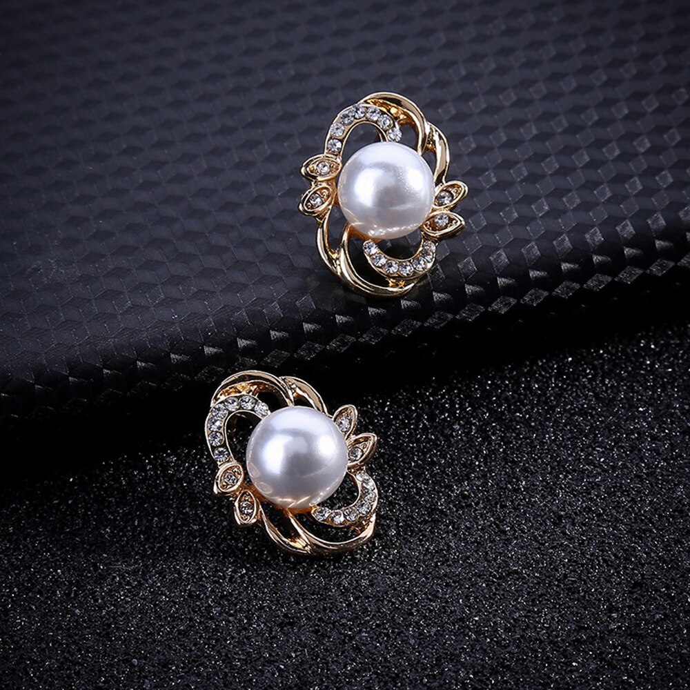 Gesimuleerde Parel Bruids Sieraden Sets Crystal Gouden Vergulde Sieraden Bloem Blad Ketting Oorbellen Sets voor Vrouwen