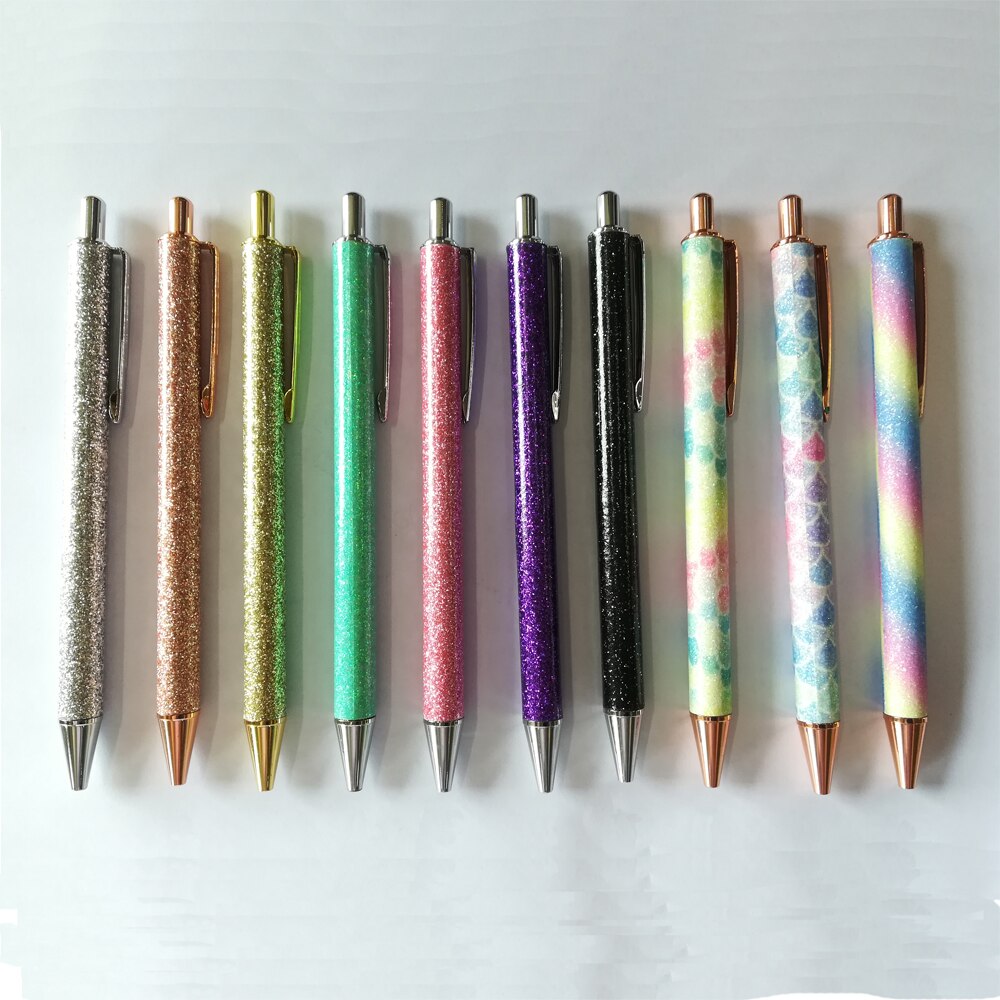 1 Stuks Flash Kristal Pen Metalen Hanger Balpen Kogel 1.0 Mm Briefpapier Kantoor & School Pen Balpen Inkt zwart Blauw
