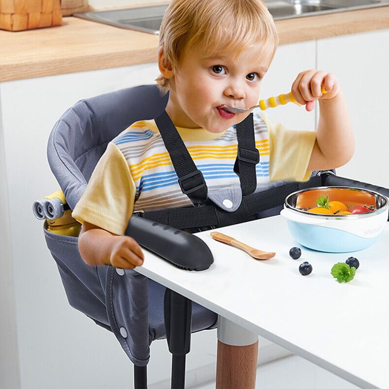 Super bærbar baby højstol 7 point sikkerhedssele baby fodring stol foldbar baby højstol til fodring af booster sæder