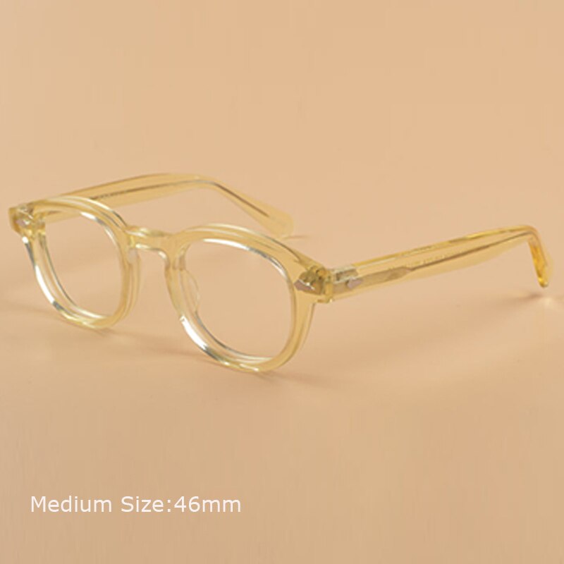 Johnny Depp Lemtosh Eyeglasses Frame Men Women With Box&amp;Case Computer Optical Retro Glasses Spectacle Frame For Male: yellow-46mm box