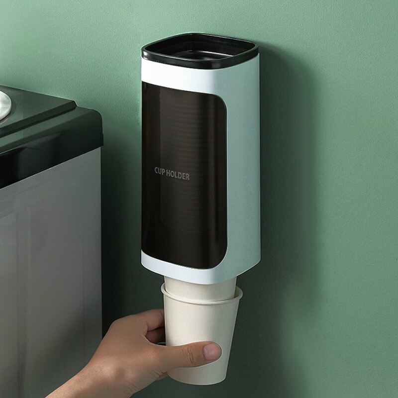 Distributeur de gobelets en papier, support de stockage automatique mural, support de gobelets en plastique jetable, anti-poussière