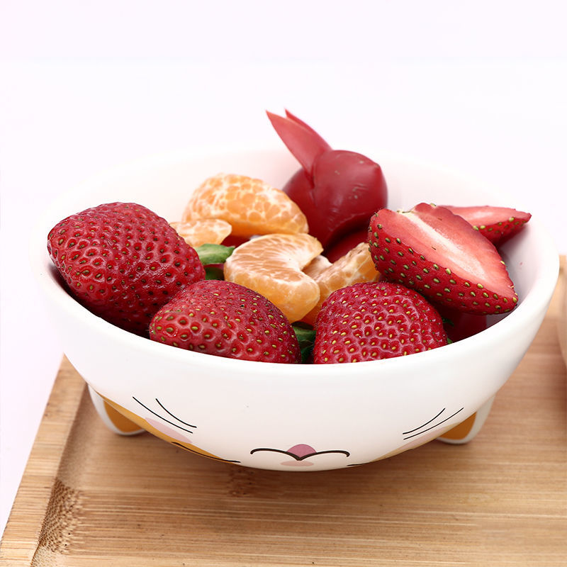 Cartoon Cat Bowl Ceramic Bowl Large Capacity Soup Bowl Kitchen Tableware Salad Bowl Ramen Noodle Bowl With Lid Spoon Fruit Bowl