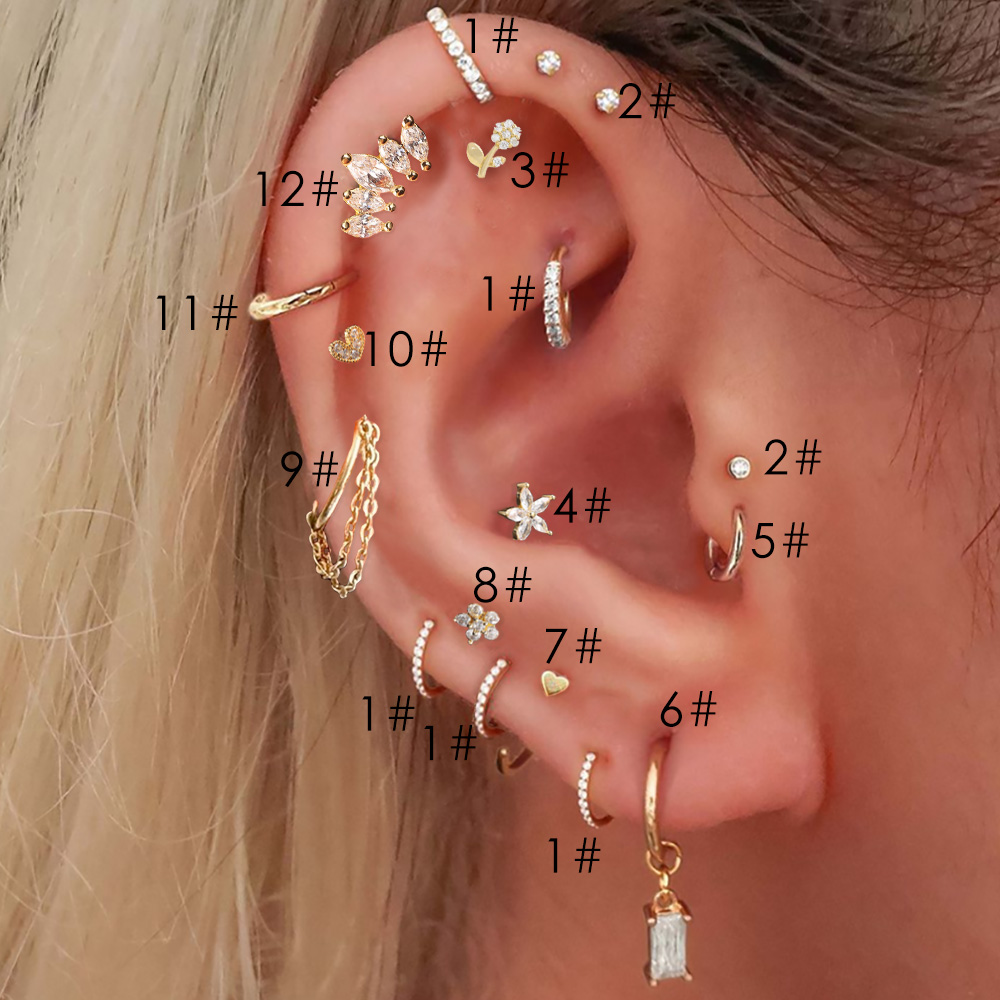Pendientes Helix Daith para Piercing en la oreja para mujer, lóbulo del trago, segmento colgante orbital, anillo para tabique con cadena, joyería para cartílago: YELLOW / Color amarillo dorado claro